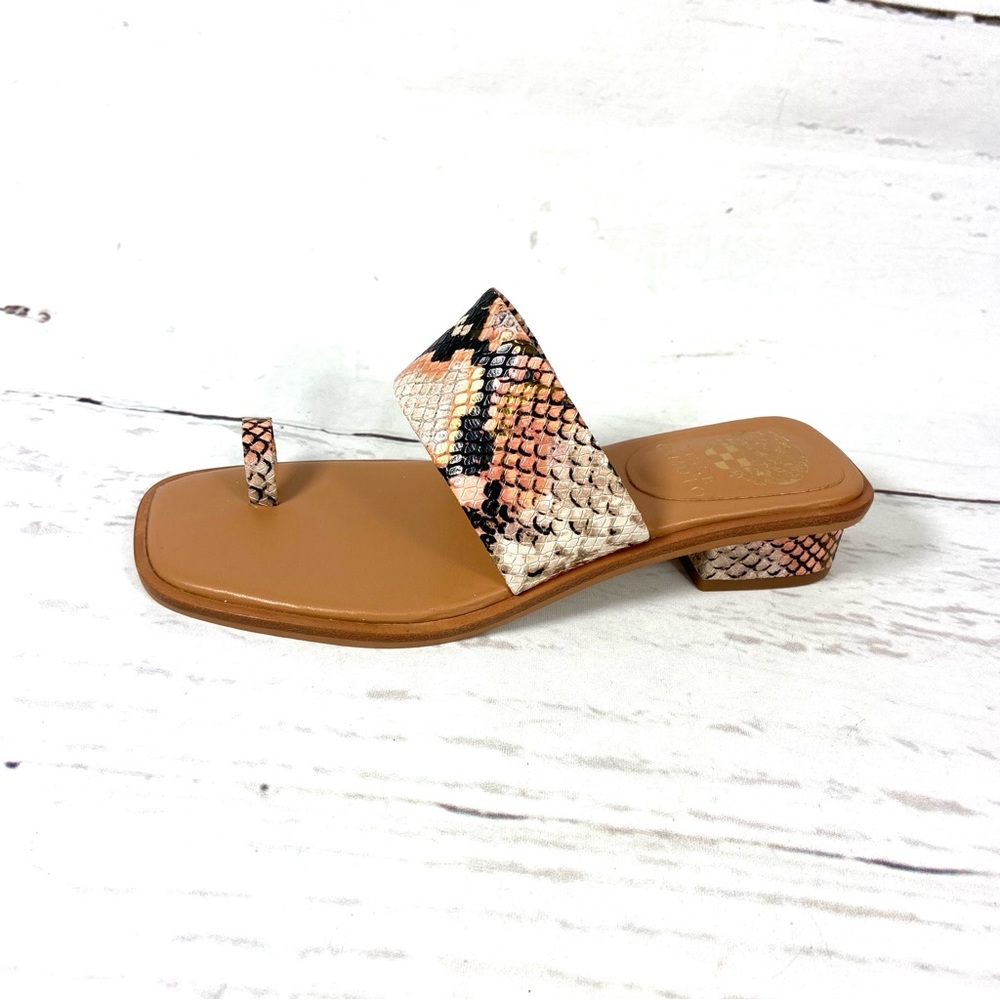 Vince Camuto Shoes Women’s 7M Orange/Gray Sandals Slides Snake Print Yelinda .